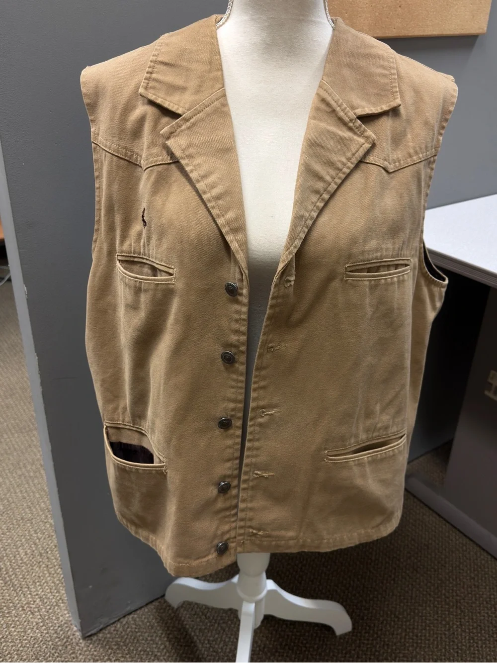 Wyoming Traders Western Canvas Vest Tan | Cowboy Ranch Workwear Size‎ L